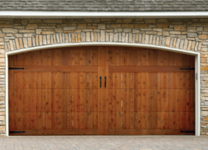 Wood and faux wood garage doors